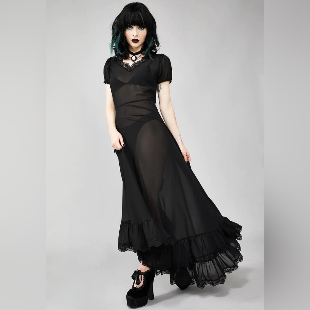 Widow Sheer Deadication Maxi Dress